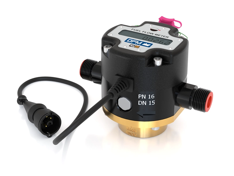 DFM Marine fuel flow meter installed in a marine diesel engine room